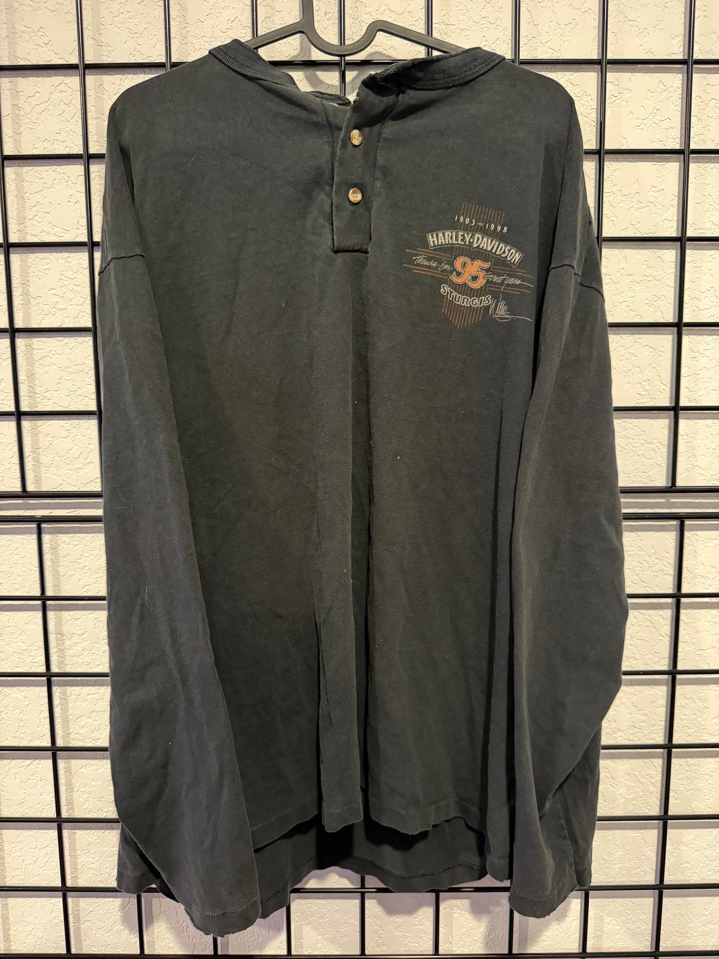 1998 Harley Davidson Henley Long Sleeve - XL