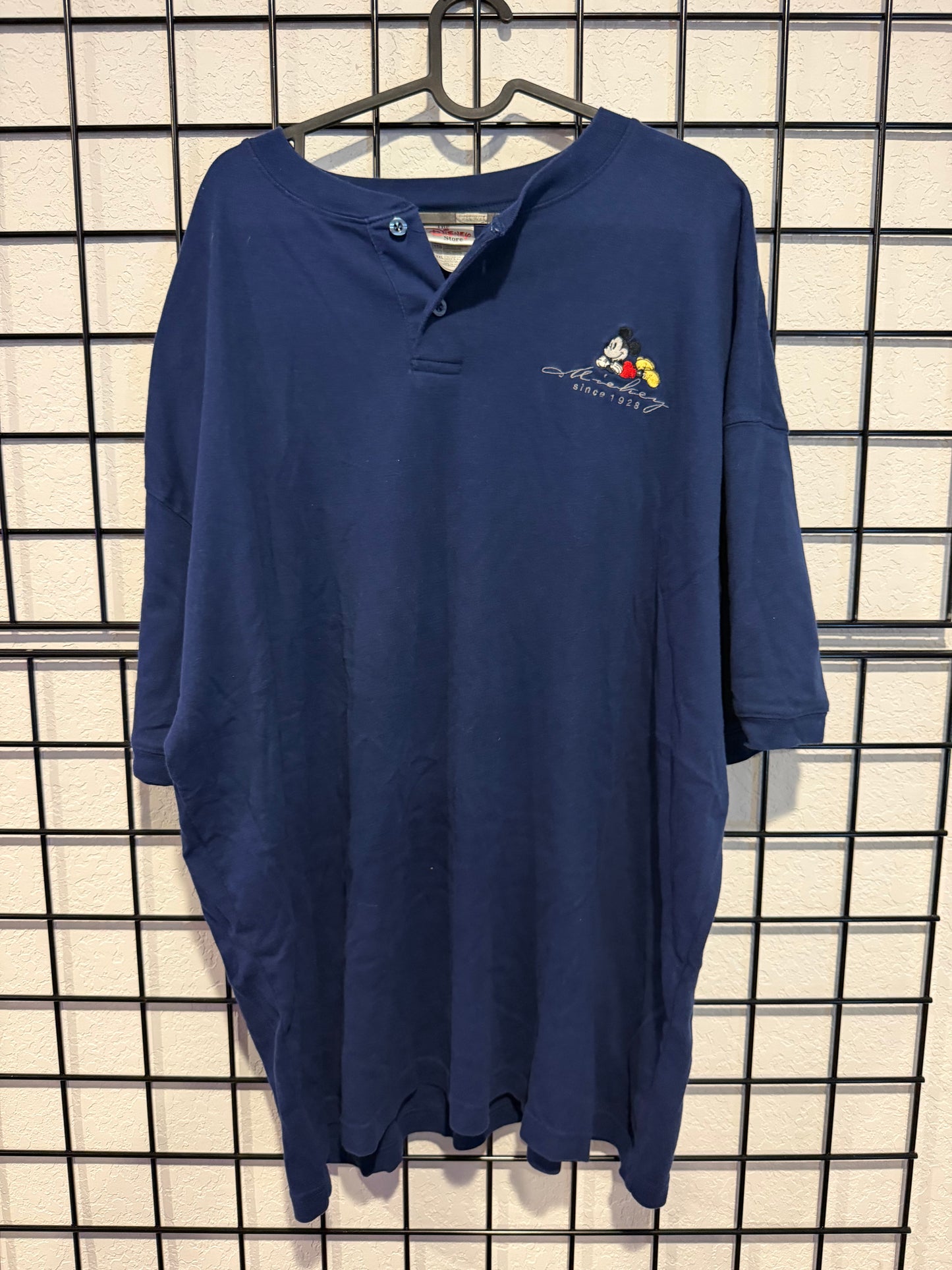 Embroidered Mickey Mouse Henley Shirt - XXL