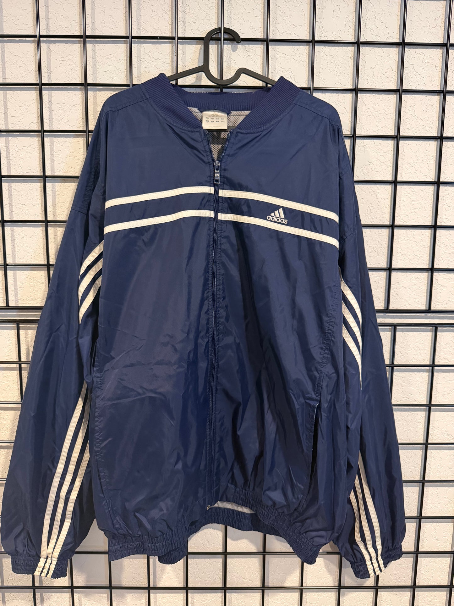 Y2K Adidas Stripes Windbreaker Jacket - XL