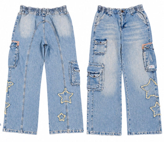 BDG Cyber Stone Tinted Star Applique Y2K Cargo Jeans - 29x32
