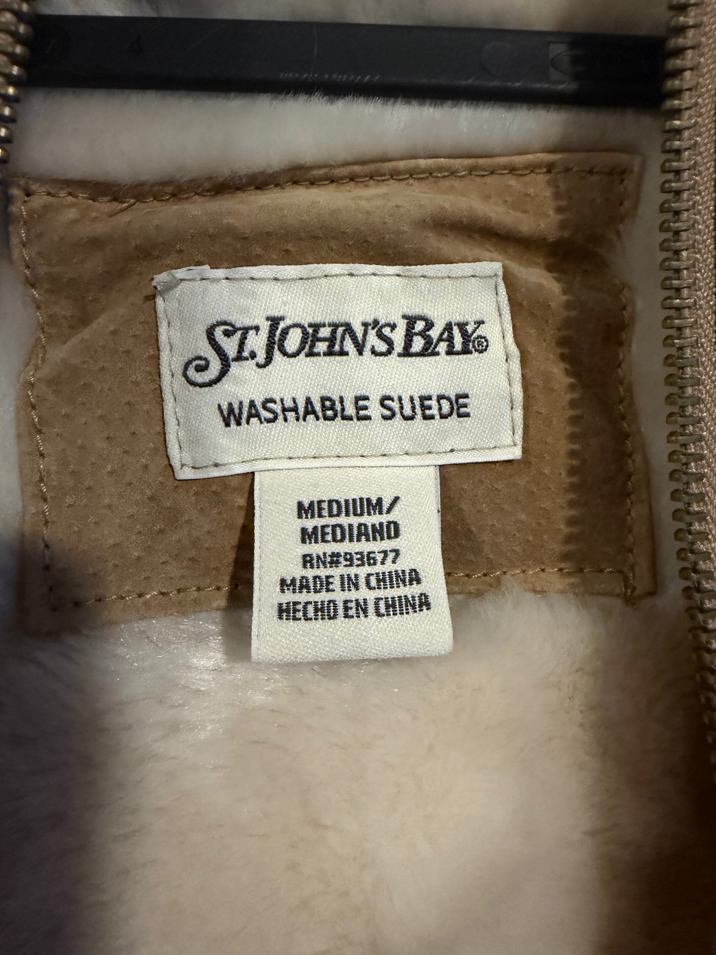 St. Johns Bay Leather Suede & Faux Fur Coat Women's - M