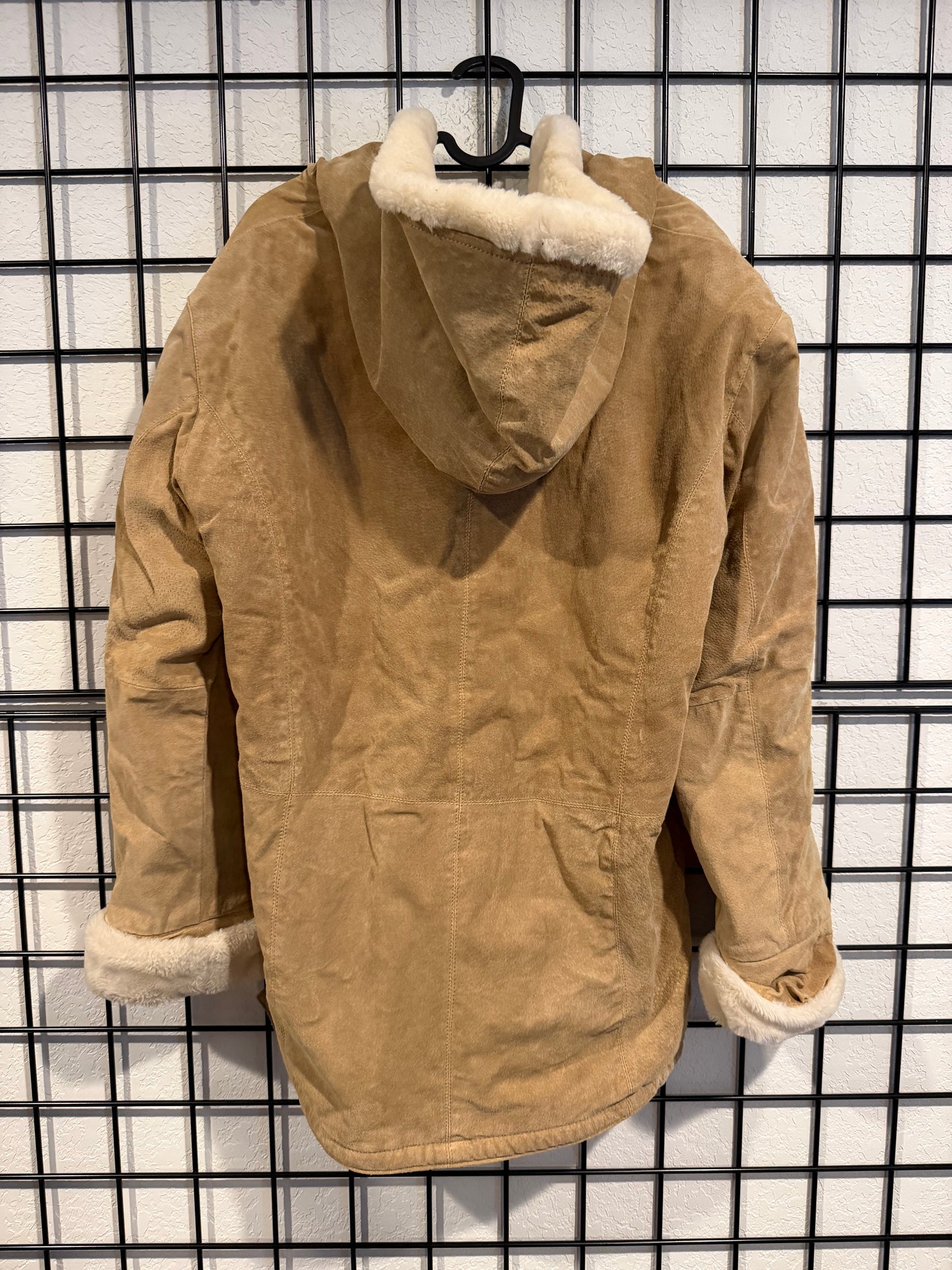 St. Johns Bay Leather Suede & Faux Fur Coat Women's - M
