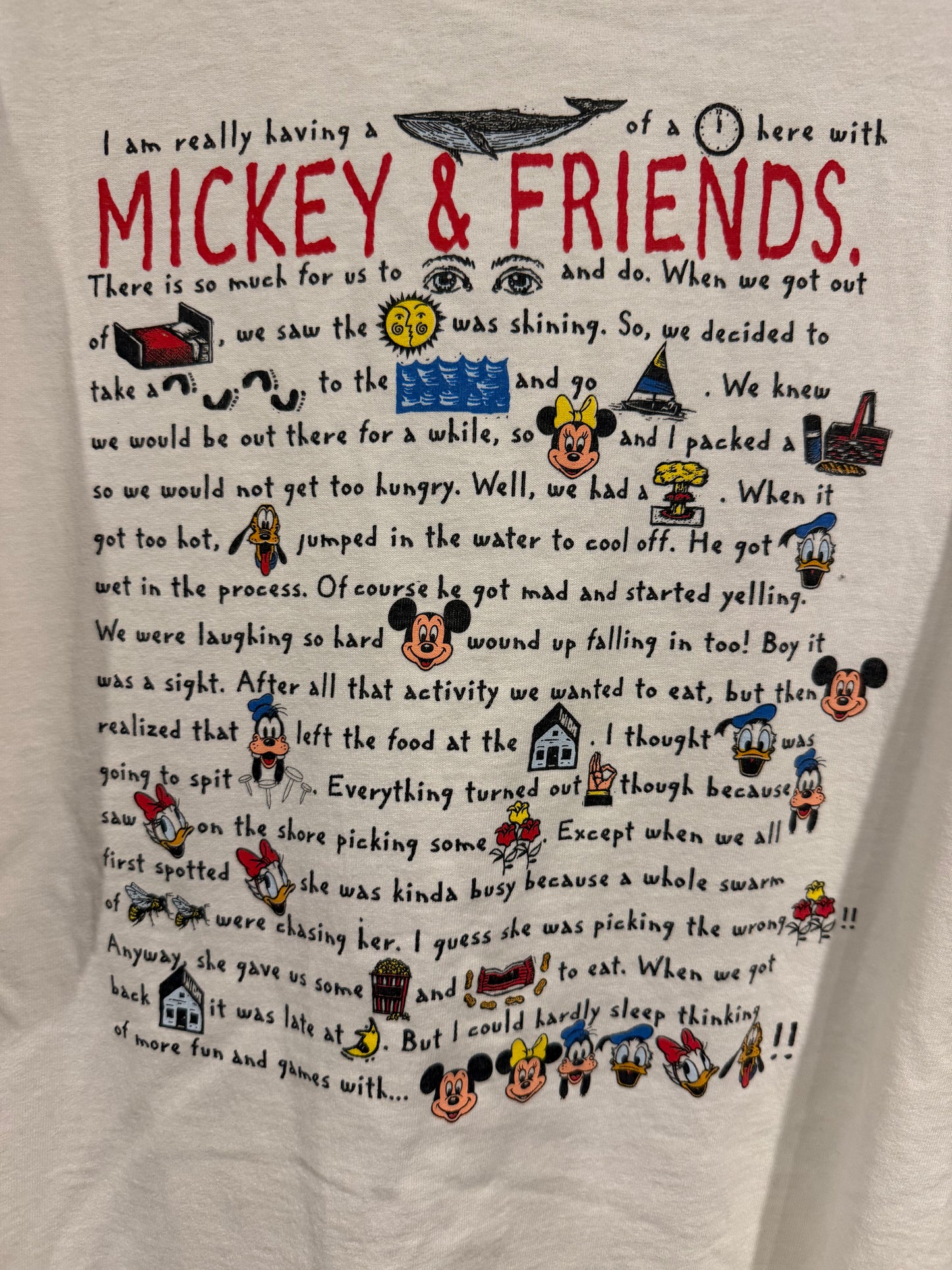 90's Single Stitch Mickey Mouse and Friends Pocket shirt - XL